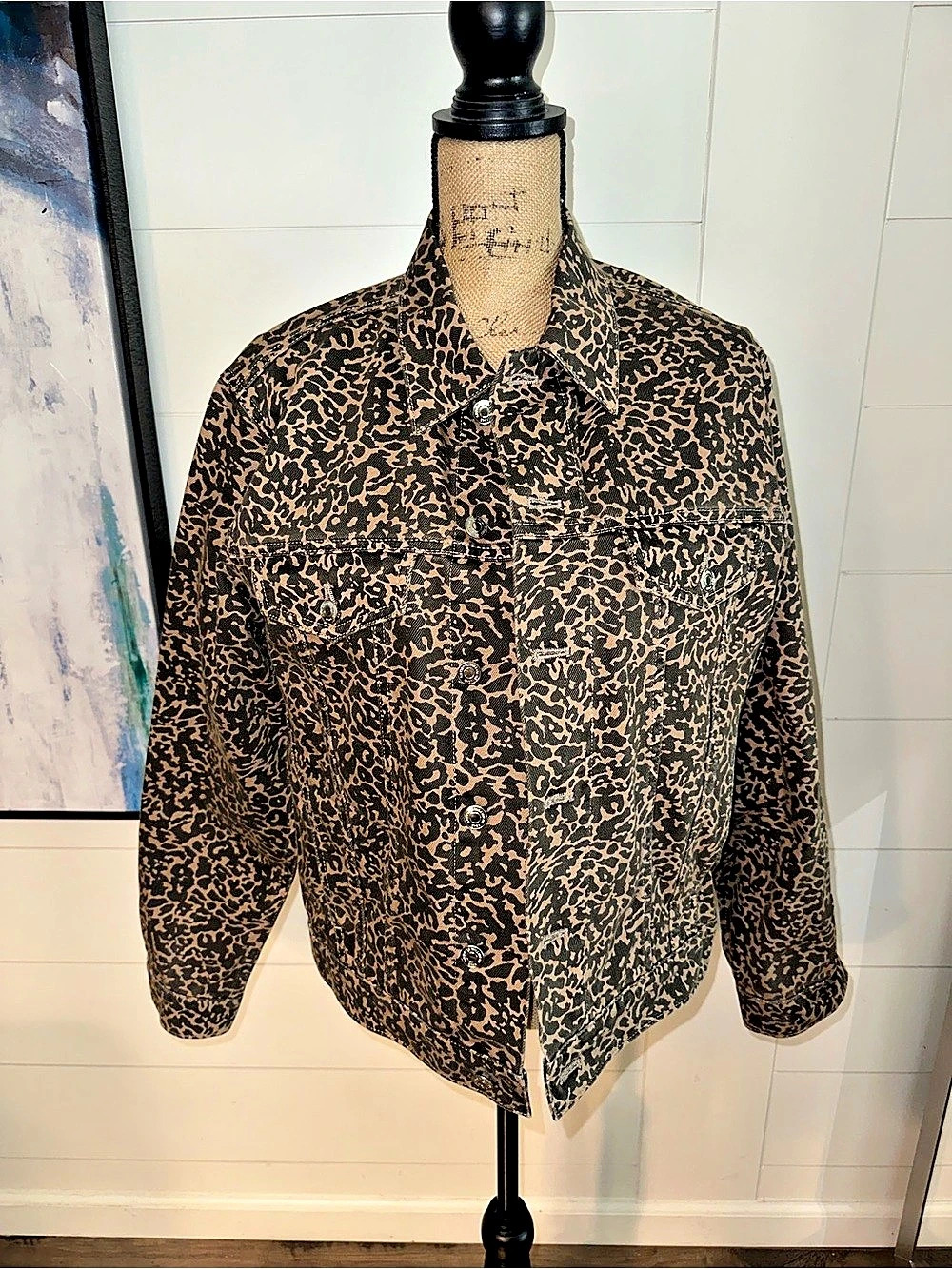 Fabletics Cheeta Print Jacket Brown & Black Like New